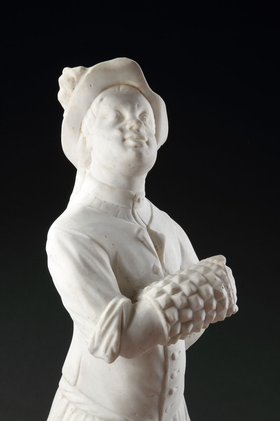 Interesting Northern Italian Veneto Istrian Marble Sculpture of a ‘Pallonista’ a Player of the Renaissance Game ‘Pallone Col Bracciale’
